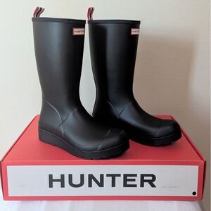 New Hunter Women's Play Tall Rain Boots Waterproof Black Size 8